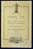1939 FA Cup Final football programme Wolverhampton Wanderers v Portsmouth at Wembley; has wear,