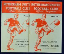 1960/1961 F.L. Cup match football programmes Rotherham Utd v Bristol Rovers, Wednesday 23 November