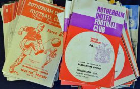 Rotherham United football programmes from 1950s onwards, mainly 1960s and 1970s, condition is