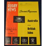 1966 British Lions v Australia rugby programme - played in Sydney on Saturday, May 28 with the Lions