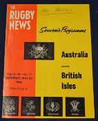 1966 British Lions v Australia rugby programme - played in Sydney on Saturday, May 28 with the Lions