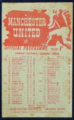 Very scarce football programme Manchester United v Accrington Stanley FA Cup match 1945/46, single