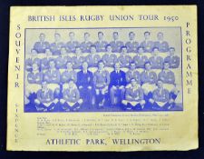 1950 British (Lions) Isles v New Zealand Maoris rugby programme - played at Athletic Park on