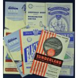 Selection of Manchester United away football programmes including 55/56 Sunderland 56/57