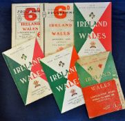 6x 1950s Ireland v Wales rugby programmes - to include a near complete run of Wales (A) from ’52