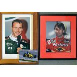 Selection of signed Formula One racing photographs featuring Heinz Frentzen Williams, size 14” x