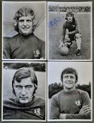 Chelsea black and white autographed player photos featuring John Hollins, Alex Hudson, Steve