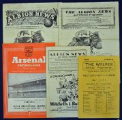Selection of West Bromwich Albion football programmes homes 1944/1945 v Birmingham City, 1946/1947