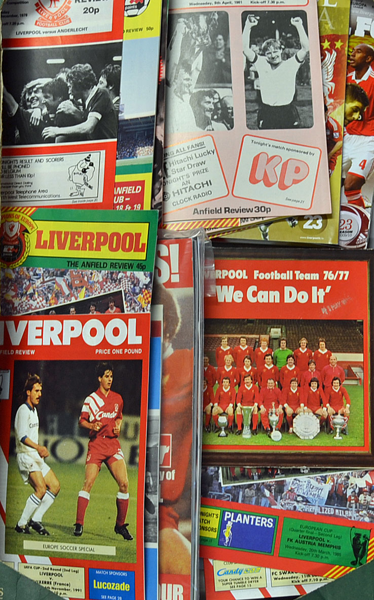 Collection of Liverpool Big Match football programmes from 1980s to modern day mainly European