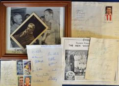 1947 Souvenir newspaper photo of Manchester City + separate page of autographs, also autograph pages