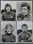 Chelsea black and white autographed player photos featuring Peter Bonetti, John Hollins, Chris