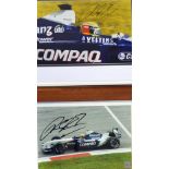 Signed Ralf Schumacher Formula One racing photographs both depicting BMW Williams action shots in