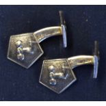 Weightlifting - Fine pair of Danish silver cufflinks made by Knut Larsen and stamped 830 – c/w