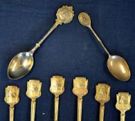 Collection of tennis silver and silver plated teaspoons to incl set of 6 EPNS teaspoons with lady