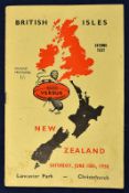 1950 British (Lions) British Isles v New Zealand rugby programme - 2nd test played at Lancaster Park