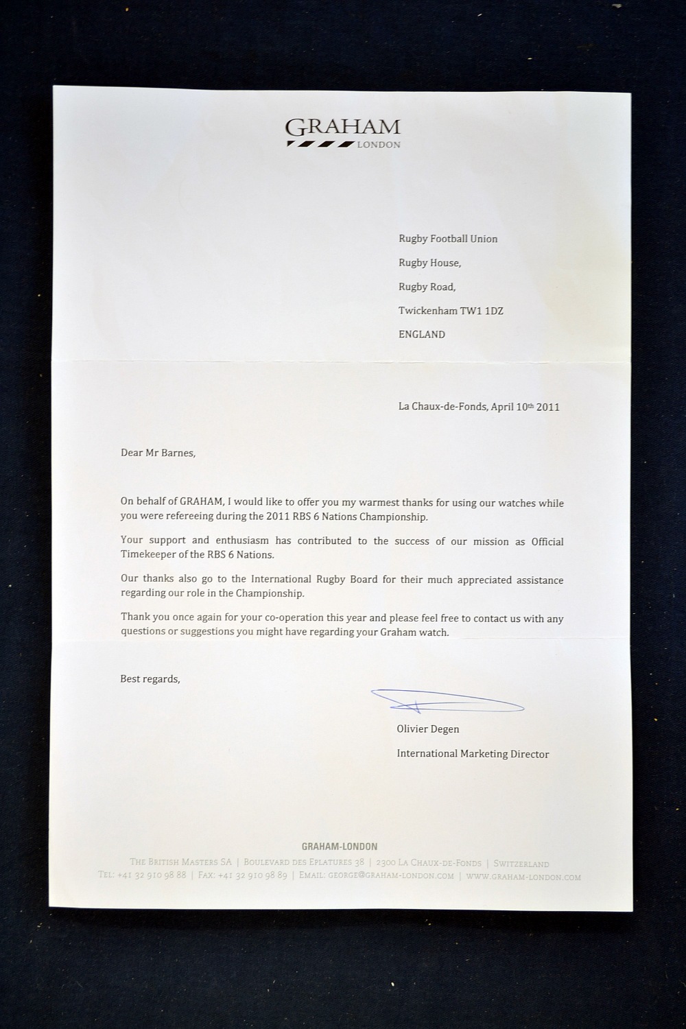 Rare Graham London Official RBS 6 Nations Time Keepers Sponsors Referee Match Watch. Rare Graham - Image 16 of 16