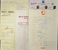 Selection of 1993-2000 West Indies signed cricket team sheets winning the 1993 test series and