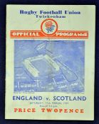 1934 England (Championship) v Scotland rugby programme last match of the campaign played on March 17