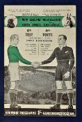 1949 South Africa v New Zealand rugby programme 4th test dated 17/09/1949 played at Port Elizabeth