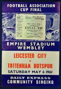1961 FA Cup Final song sheet plus Cup Final match ticket (complete including counterfoil attached)