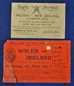 1905 Ireland v New Zealand rugby match ticket dated 25/11/1905 played at Lansdowne Road, with 6479