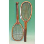 Ryan and Sons London and Henley-on-Thames retailers wooden fishtail tennis racket with an