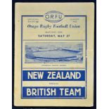 1950 British Lions v New Zealand rugby programme – 1st test match played on 27th May at Carisbrooke,