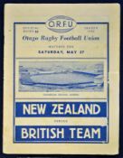 1950 British Lions v New Zealand rugby programme – 1st test match played on 27th May at Carisbrooke,
