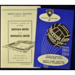 Football League Cup football programmes 1964 Leicester City v West Ham United (semi-final match)