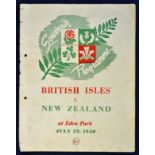 1950 British Lions v New Zealand rugby programme – 4th Test played on the 29th July at Eden Park