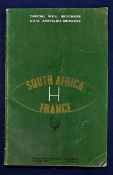 1967 South Africa v France rugby programme and ticket first test dated 15/07/67 played at Durban,