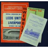 1965 FA Cup Final programme Leeds United v Liverpool plus song sheet, Eve of the Final Rally