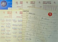 Collection of 1991 onwards Kent CCC signed team sheets including players such as Marsh, Ealham,