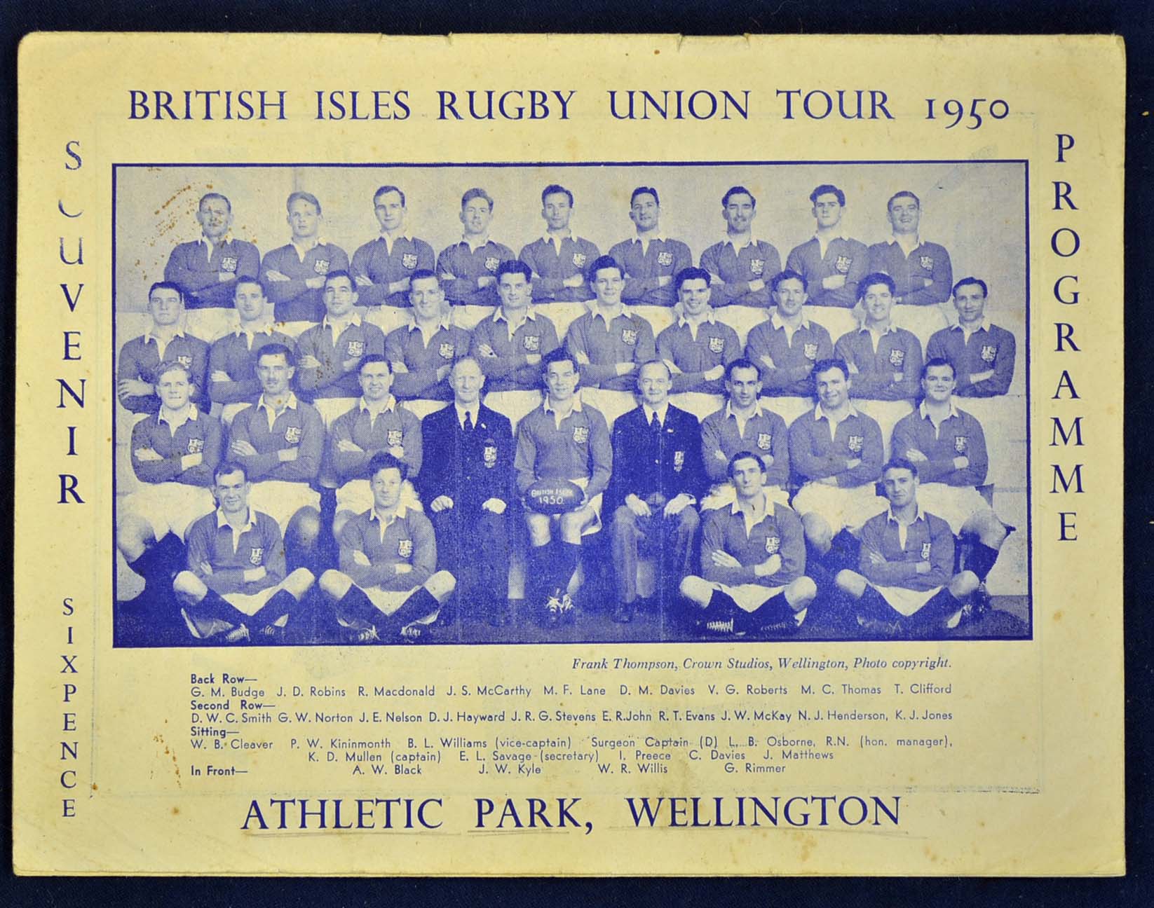 1950 British Lions v New Zealand Maori rugby programme – played on the 2nd August at Athletic Park - Image 2 of 2