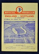 1947 England (Champions) v Scotland rugby programme - played on Saturday 15th March with England