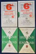 4x 1950s Ireland v England rugby programmes to incl ’51 Ireland Champions, ’53 England Champions, ’