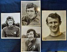 Chelsea black and white autographed player photos of Peter Bonetti, Paddy Mulligan, John Boyle and