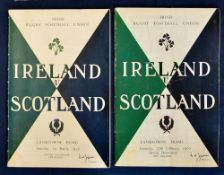 2x late 1950s Ireland v Scotland rugby programmes to incl ’58 and ‘59/60 – slight pocket fold ’60