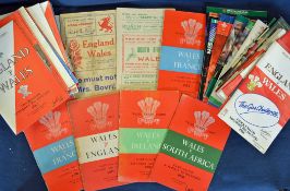 Collection of Wales international rugby programmes from 1934 onwards - to include mostly Five