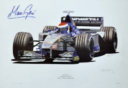 Signed Marc Gené Formula One racing print depicting ‘Minardi Ford MO1’ 1999 F1 World Championship,