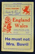1934 England Rugby Grand Slam winning season. 1934 Wales v England rugby programme - the opening