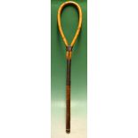 Extremely rare and unusual “Ball Goal” long double handed racket c. 1900 – comprising oval elongated