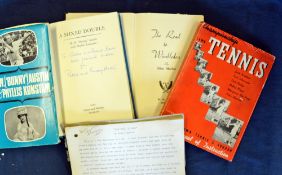 Alice Marble -1939 Wimbledon ladies singles champion collection-to include personal typed copy of