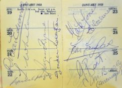 1958 Manchester United pre Munich team autographs in a pocket sized 1958 Soccer Diary the