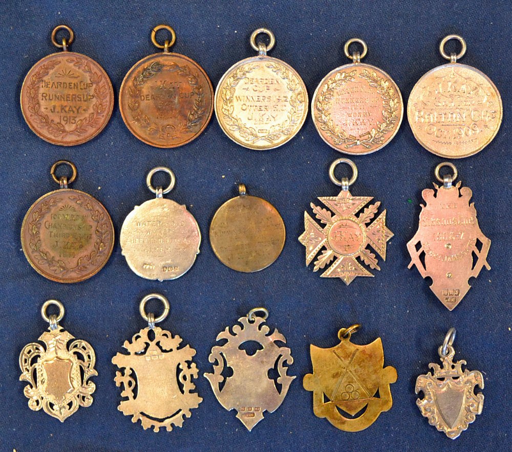 Collection of 14x silver and bronze swimming and water polo medals awarded to J Kay between 1906- - Image 2 of 2