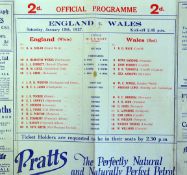 1927 England v Wales rugby programme - played on January 15th - large single sheet programme with