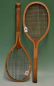 Good ‘King’ wooden fishtail tennis racket with convex wedge and stamped ‘The Sports Supply