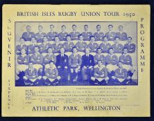 1950 British Lions v New Zealand Maori rugby programme – played on the 2nd August at Athletic Park