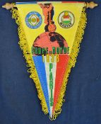 In Paris: 1938 World Cup Final Italy v Hungary multi-coloured/yellow background pennant in superb