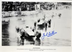 Great signed Jack Brabham Formula One racing photograph print driving a Brabham-Honda to victory